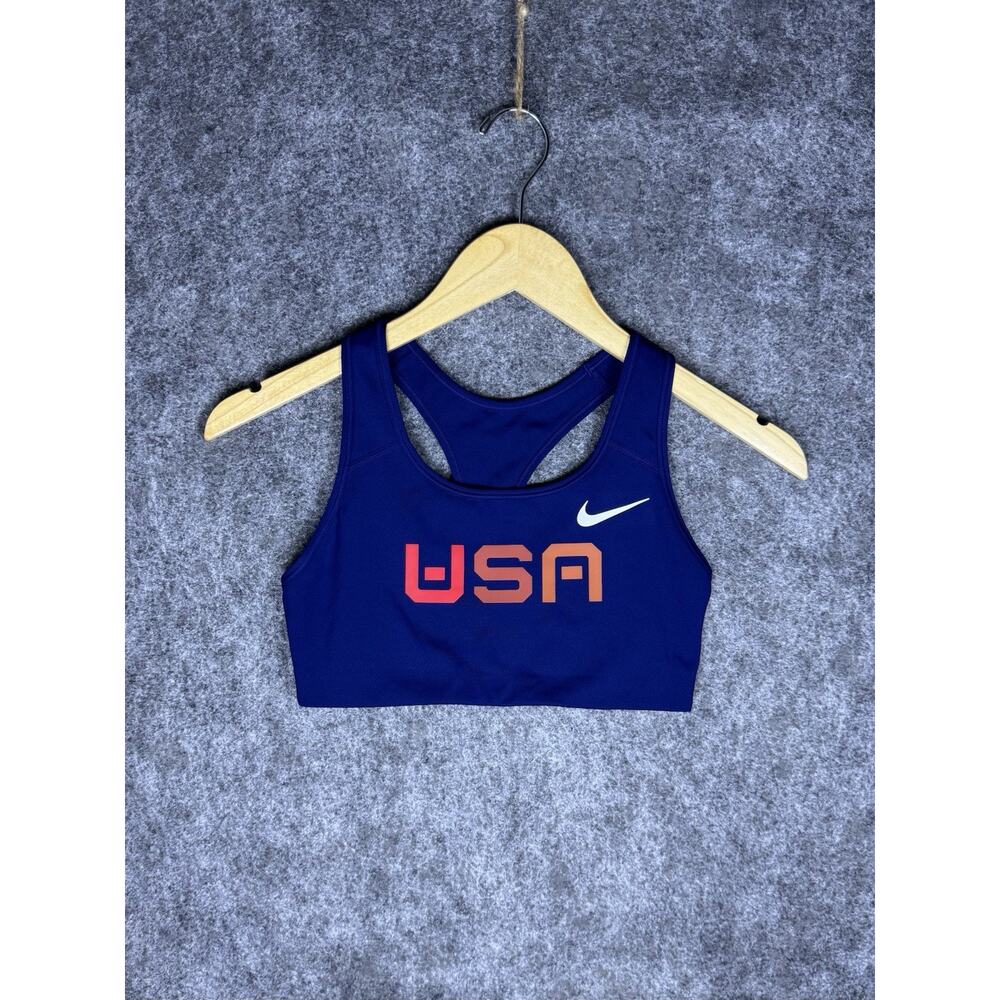 Nike Women's Team USA Running Sports Bra Top Blue DH4875-492 Size Small